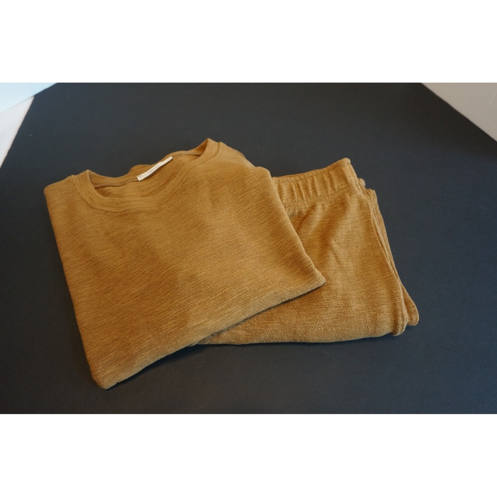 Zenana Women Caramel Brown Textured Knit Lounge Set Top & Wide Leg Pants - Picture 10 of 12